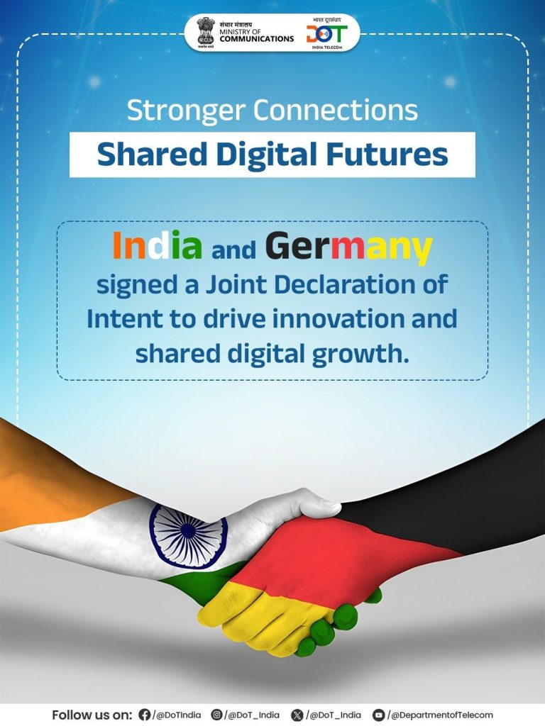 भारत और जर्मनी ने दूरसंचार सहयोग पर संयुक्त आशय घोषणा पत्र पर हस्ताक्षर किए