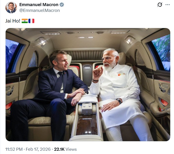 मुंबई में मोदी–मैक्रों मुलाकात: भारत–फ्रांस संबंध ‘विशेष वैश्विक रणनीतिक साझेदारी’ तक पहुंचे