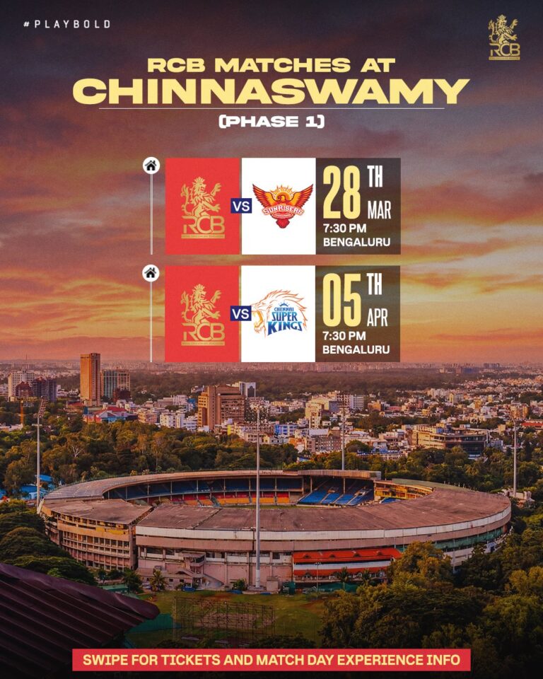 इंडियन प्रीमियर लीग 2026 का आगाज आज, एम. चिन्नास्वामी स्टेडियम में कड़ी सुरक्षा के बीच होगा उद्घाटन मुकाबला