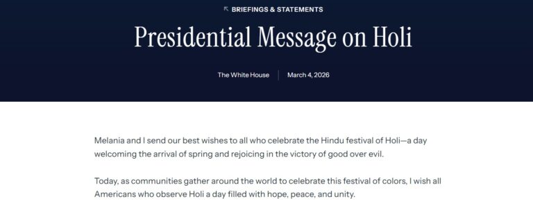 डोनाल्ड ट्रंप ने अमेरिका में होली की शुभकामनाएं दी, शांति और एकता की कामना की