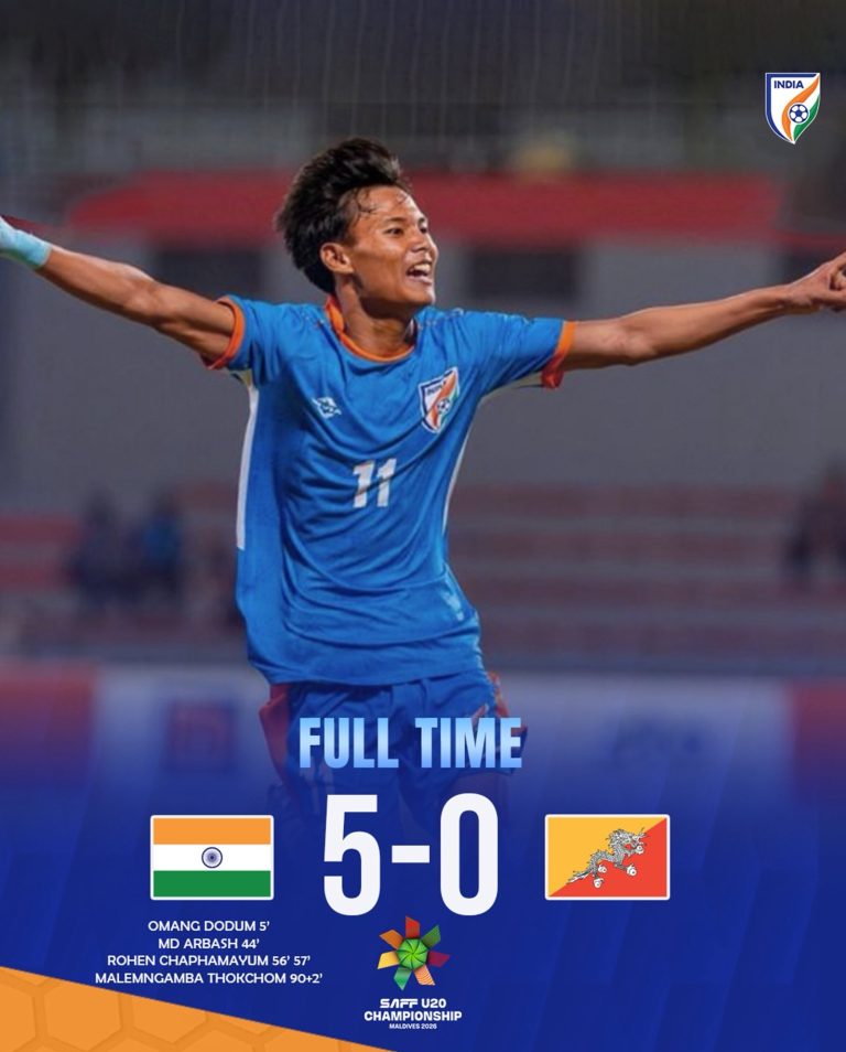 सैफ अंडर-20 चैंपियनशिप: भारत ने भूटान को 5-0 से हराया, फाइनल में बांग्लादेश से भिड़ंत