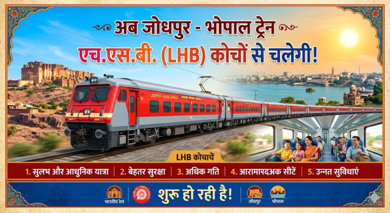 जोधपुर-भोपाल एक्सप्रेस अब एलएचबी कोच से चलेगी, यात्रियों को मिलेगा बेहतर सफर