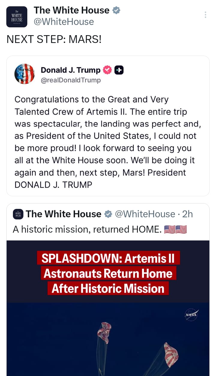 NASA का Artemis-2 मिशन सफल, 10 दिन बाद चंद्रमा के पास से लौटे अंतरिक्ष यात्री