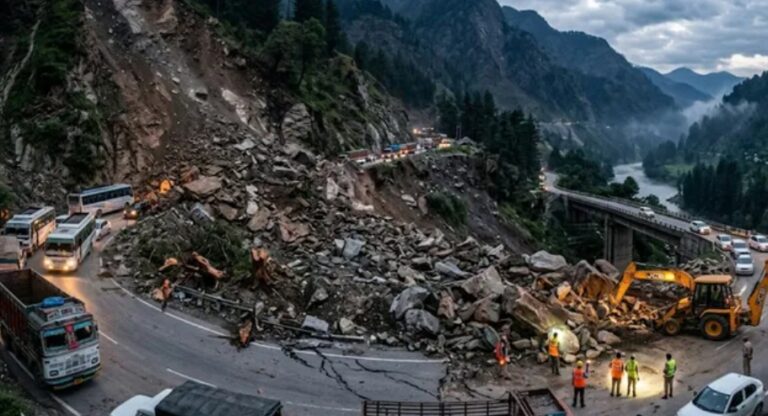 जम्मू-श्रीनगर हाईवे पर भारी भूस्खलन, NH-44 दोनों तरफ से बंद