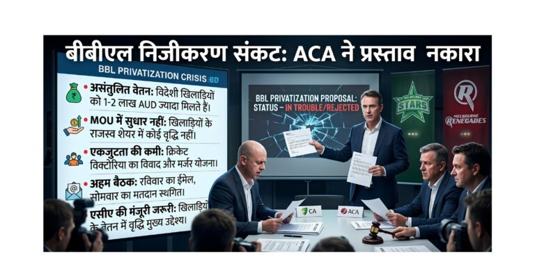 ऑस्ट्रेलियाई क्रिकेटर्स एसोसिएशन (एसीए) ने खारिज किया बीबीएल का निजीकरण (प्राइवेटाइजेशन), संकट में क्रिकेट ऑस्ट्रेलिया!
